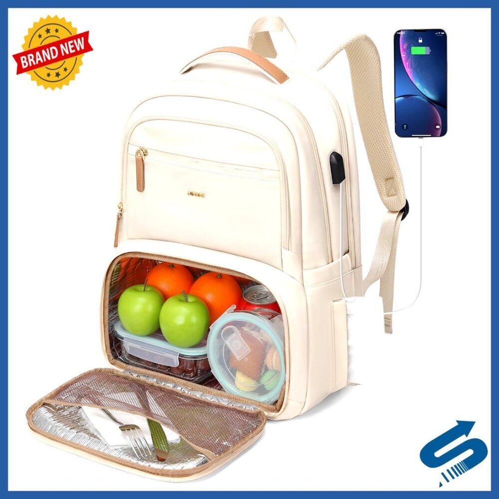 Insulated Laptop Backpack with USB Charging Port for Travel Work Picnic